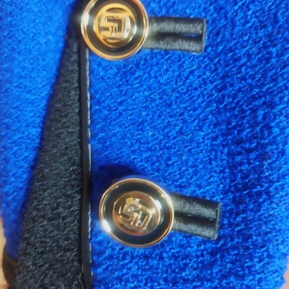 ST JOHN COLLECTION FOR MARIA GRAY BEAUTIFUL COBALT BLUE w/ BLK SZ 8 KNIT JACKET - Picture 11 of 16